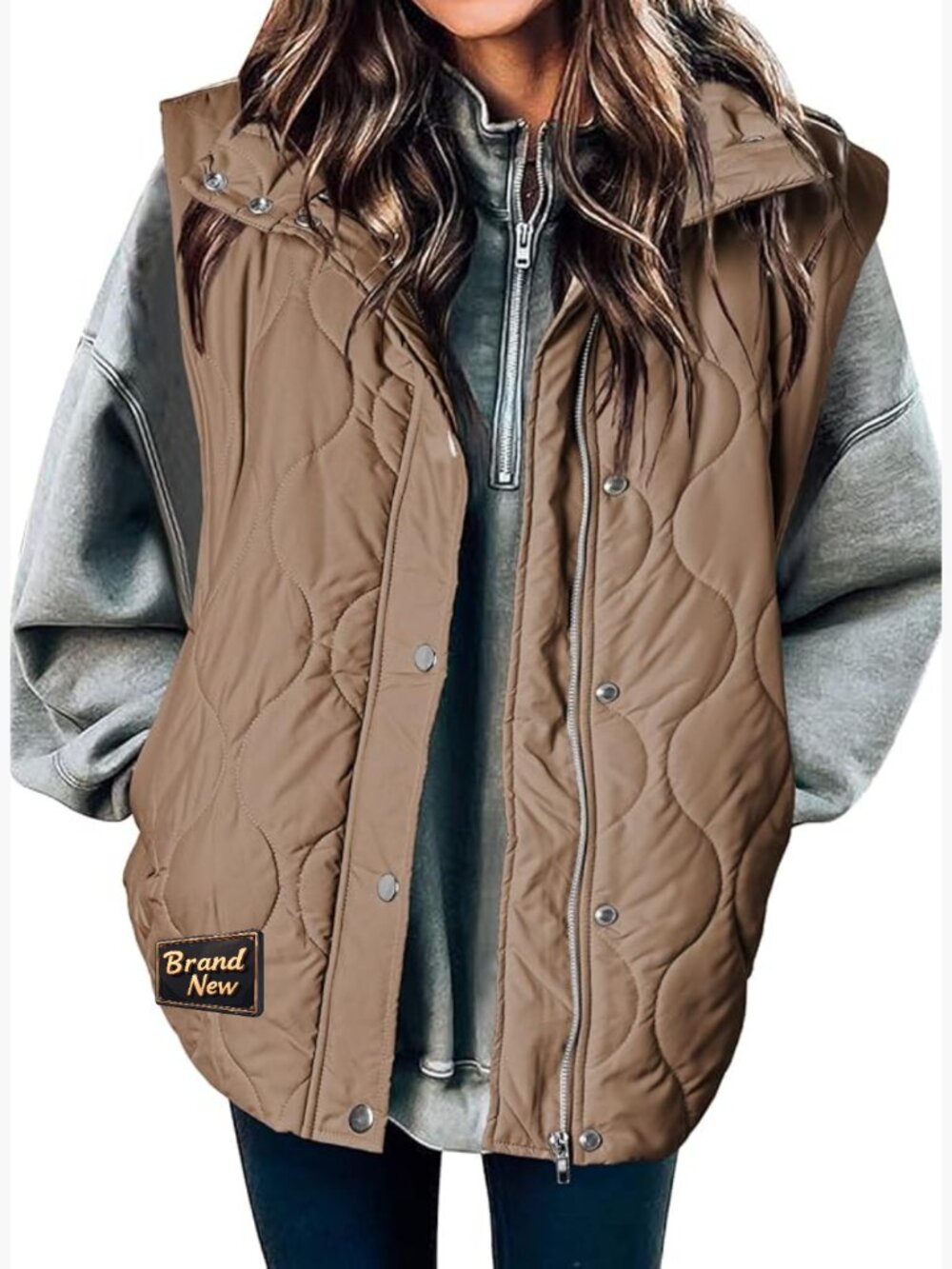 Cropped Puffer Vest Women Lightweight Quilted Stand Collar Sleeveless Button